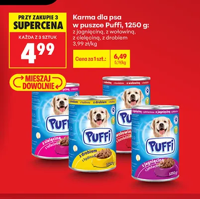 Karma dla psa w puszce Puffi z drobiem promocja w Biedronka