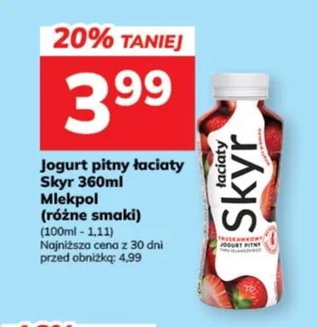 Jogurt pitny Łaciaty Skyr Mlekpol promocja w Hitpol