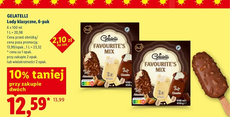 Lody klasyczne Gelatelli 6-pak promocja w Lidl