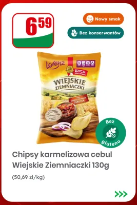 Chipsy karmelizowana cebulka Lorenz wiejskie ziemniaczki promocja w Dino