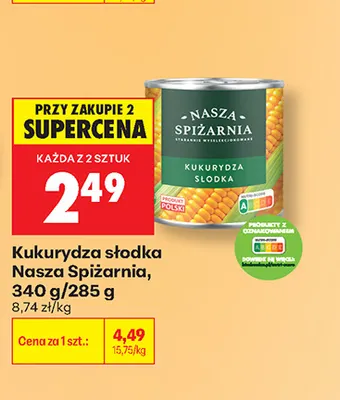 Kukurydza słodka Nasza Spiżarnia promocja w Biedronka
