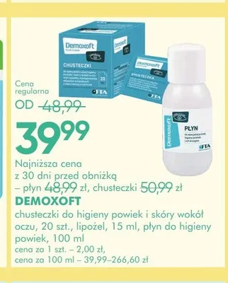 Chusteczki do higieny powiek Demoxoft promocja w Super-Pharm