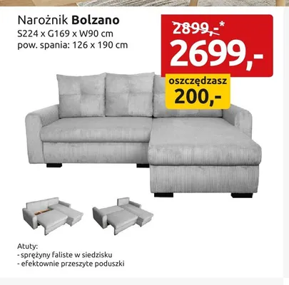 Narożnik Bolzano promocja w Black Red White