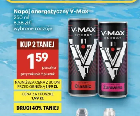Napój energetyczny V-Max Classic promocja w Delikatesy Centrum
