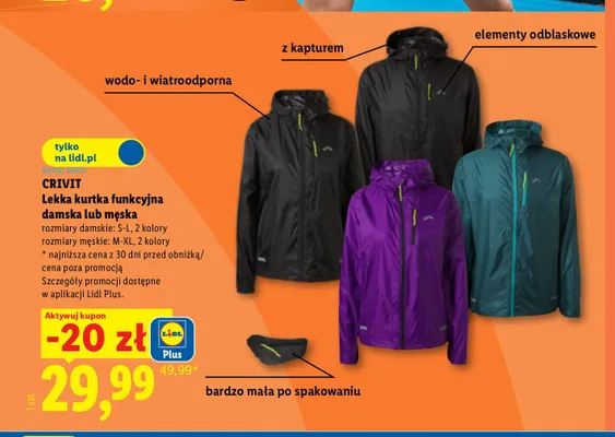 Lekka kurtka funkcjonalna męska CRIVIT promocja w Lidl
