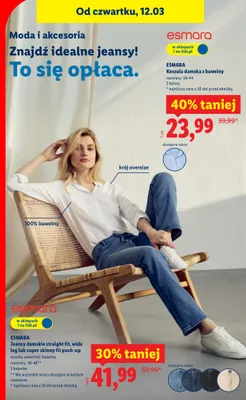 Jeansy damskie straight fit, wide leg lub super skinny fit push-up promocja w Lidl