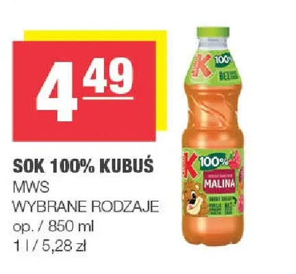 Sok Kubuś 100% promocja w SPAR