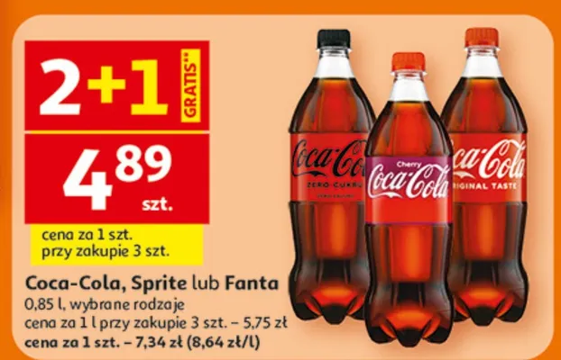 Coca-Cola, Sprite lub Fanta 0.85 l promocja w Auchan