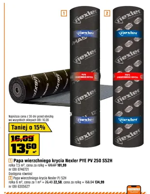 Papa wierzchniego krycia Nexler Pj 52H promocja w OBI