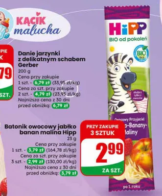 Batonik owocowy jabłko banan malina promocja w Dino