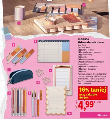 Podkładka do pisania z klipsem i notatnikiem Crelando promocja w Lidl
