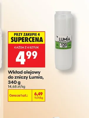 Wkład olejowy do zniczy Lumia promocja w Biedronka