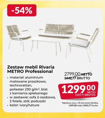 Zestaw mebli Rivaria METRO Professional promocja w Makro