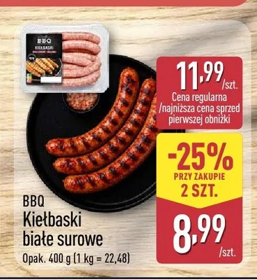 Kiełbaski białe surowe BBQ promocja w Aldi