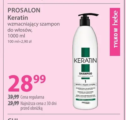Keratin wzmacniający szampon do włosów Prosalon promocja w Hebe