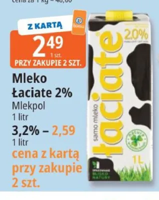 Mleko Łaciate 2% Mlekpol promocja w Leclerc
