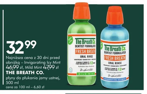Płyn do płukania jamy ustnej Invigorating Icy Mint The Breath Co. promocja w Super-Pharm