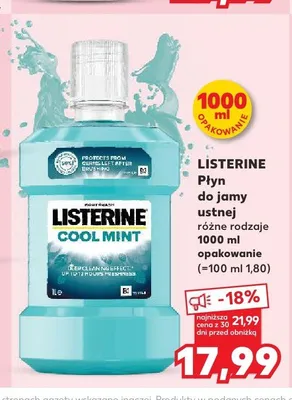 Płyn do jamy ustnej Listerine Cool Mint promocja w Kaufland