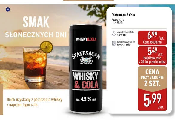 Drink Statesman & Cola promocja w Aldi