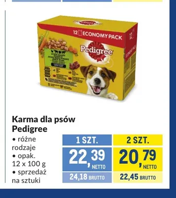 Karma dla psów Pedigree 12-pak 100 g promocja w Makro