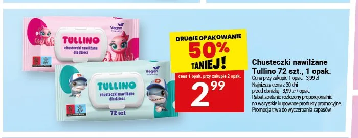 Chusteczki nawilżane Tullino promocja w Twój Market