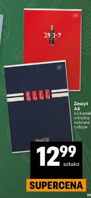 Zeszyt A4 w kratkę 60 kartek Coca-Cola promocja w Delikatesy Centrum