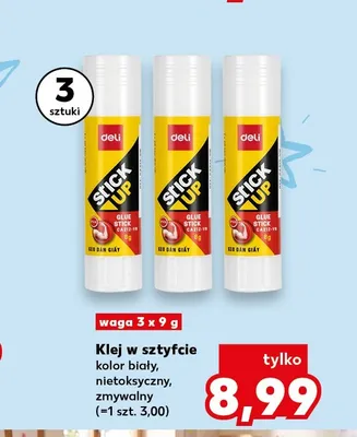 Klej w sztyfcie Deli Stick Up 3-pak promocja w Kaufland