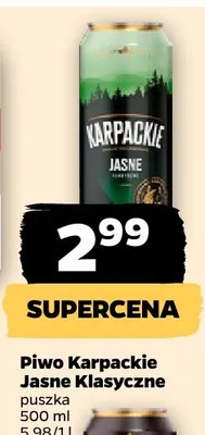 Piwo Karpackie Jasne Klasyczne promocja w Netto
