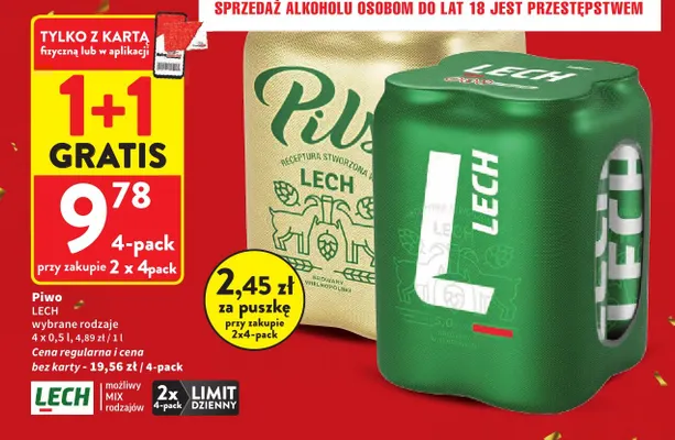 Piwo Lech Premium 4-pak promocja w Intermarche