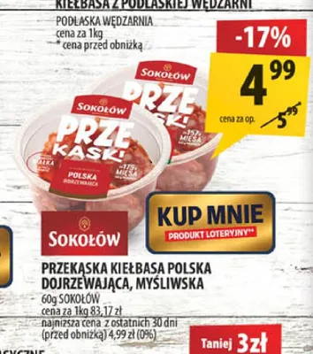 Przekąska kiełbasa myśliwska Sokołów promocja w Arhelan