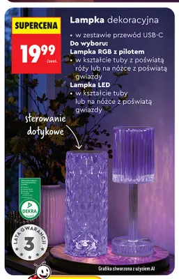 Lampka dekoracyjna LED na nóżce z poświatą gwiazdy Lethe promocja w Biedronka