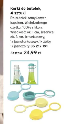 Korki do butelek wielokrotnego użytku 100% silikon wysokość ok. 1cm średnica ok. 3cm 4-pak promocja w Tchibo