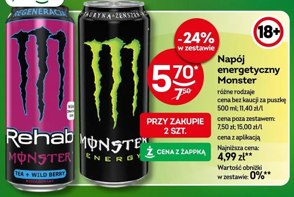 Napój energetyczny Monster Energy promocja w Żabka