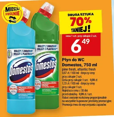 Płyn do WC Domestos, 750 ml pine fresh, atlantic fresh promocja w Twój Market
