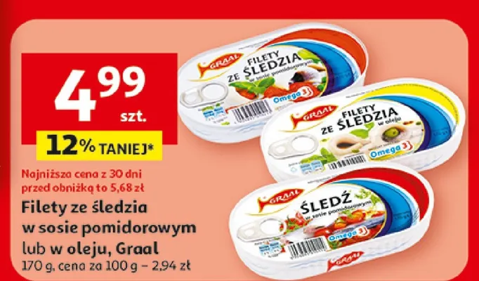 Filety ze śledzia w oleju Graal promocja w Auchan