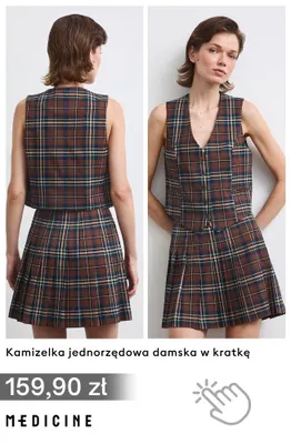 Kamizelka jednorzędowa damska w kratkę Medicine promocja w Medicine