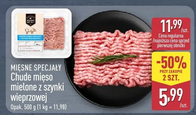 Chude mięso mielone z szynki wieprzowej promocja w Aldi