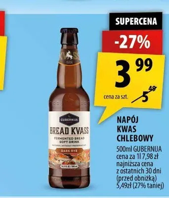 Napój kwas chlebowy Gubernija Bread Kvass promocja w Arhelan