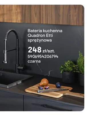 Bateria kuchenna Quadron Etti sprężynowa czarna promocja w Castorama