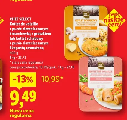 Kotlet de volaille z purée ziemniaczanym i marchewką z groszkiem Chef Select promocja w Lidl