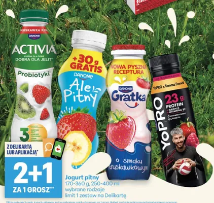 Jogurt pitny Activia truskawka kiwi promocja w Delikatesy Centrum
