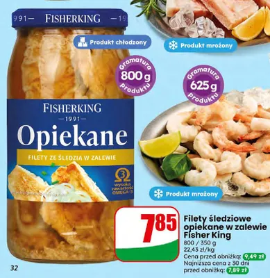 Filety śledziowe opiekane w zalewie Fisher King promocja w Dino