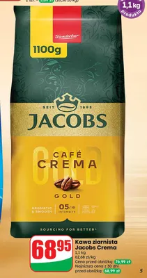 Kawa ziarnista Jacobs Café Crema Gold promocja w Dino
