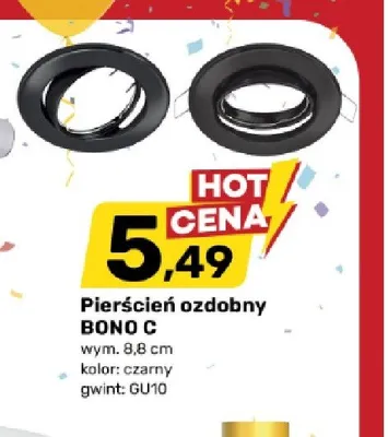Pierścień ozdobny BONO C wym. 8,8cm kolor: czarny gwint: GU10 promocja w Bricomarche