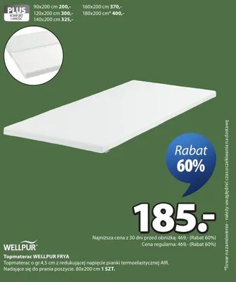 Topmaterac WELLPUR FRYA promocja w Jysk