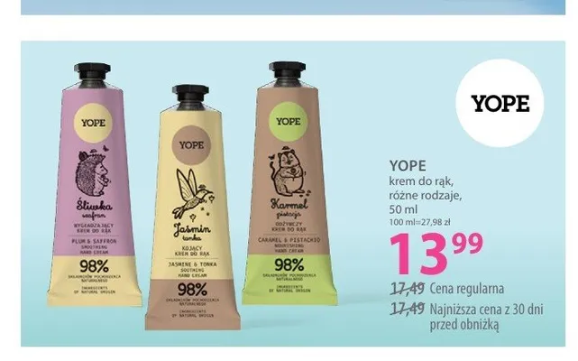 Krem do rąk Yope Karmel i Pistacja promocja w Hebe