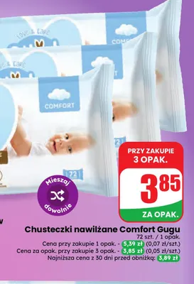Chusteczki nawilżane Comfort Gugu promocja w Dino