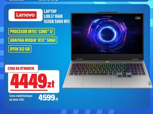 Laptop Lenovo Loq i7 16GB 512GB 5060 W11 promocja w RTV EURO AGD