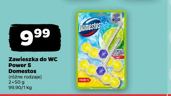 Zawieszka do WC Power 5 Domestos Lime 2-pak promocja w Netto