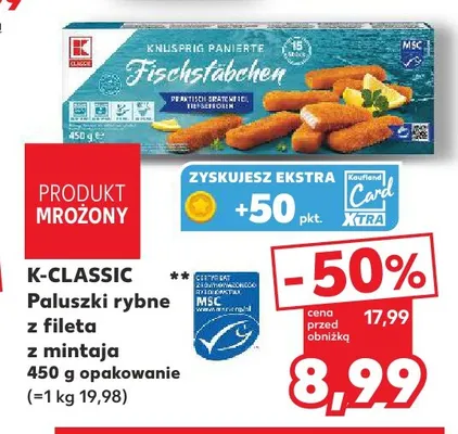 Paluszki rybne z fileta z mintaja K-Classic promocja w Kaufland
